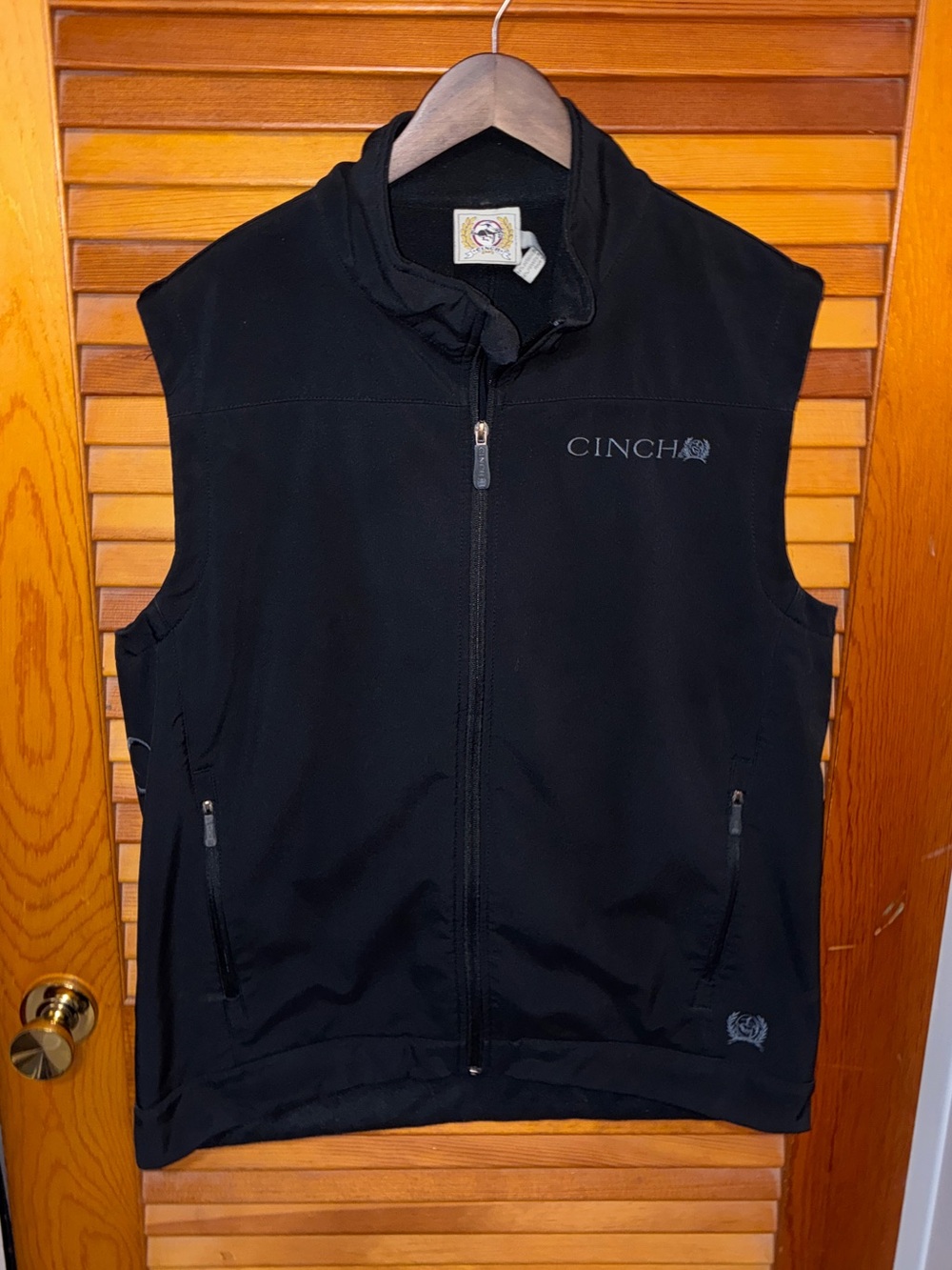 Cinch Mens Bonded Soft Shell Vest, black - size large
